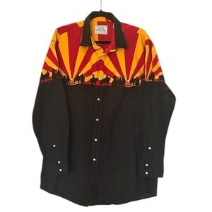Vintage Ash Creek Trading Co Men's Western Pearl Snap Rodeo Cowboy Shirt Sz L